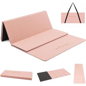 Foldable Yoga Mat, 70''x24''x0.24''(6mm）Non-slip POE Exercise Mat