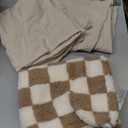 Bedsure California King Comforter Set 5 Pieces - Bed in a Bag with Checkered Throw Blanket and Decorative Pillow, Lightweight Bedding Comforter Sets, All Season Boho Bedding, Linen Beige