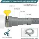 10FT Washing Machine Drain Hose, Universal Dishwasher Hose Extension Kit with 1 U-Bend Holder, 1 Extension Adapter and 4 Hose Clamps
