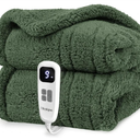 blunique Heated Blanket Electric Blanket Throw  Fast Heating Blanket Throw Double Sided Sherpa Ultra Soft Cozy with 10 Heating Levels & 210 Hours Auto Off, Mashine Washable, 50 x 60 Inches, Green
