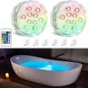 Bath Tub Lights Wireless, Battery Operated Waterproof Glow Light for Bathroom Bathtub Shower Spa Light, Bath Essentials for Women Relaxing, RGB Multi Color Remote Controlled, 2pcs