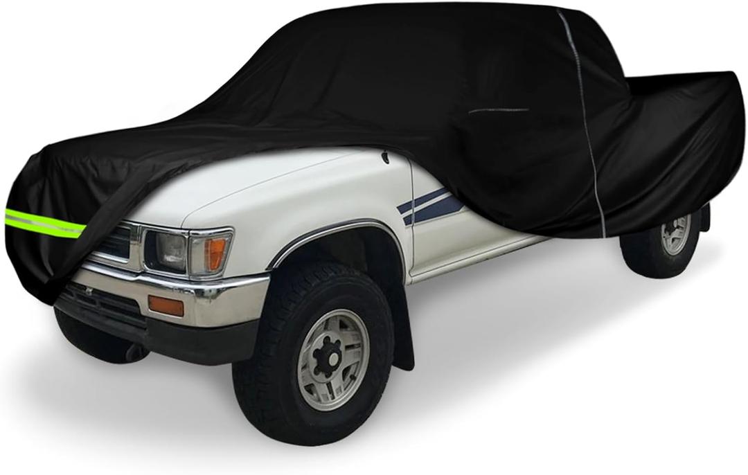 Waterproof Car Cover Compatible with 1980-1995 Toyota Pickup Regular Cab Long Bed, 300D All Weather Classic Car Covers with Inner Cotton Liner &Zipper Door for Snow Rain Protection