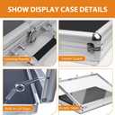 34"x22" Card Show Display Case,Portable Aluminum Trading Card Display Case | Clear Acrylic Card Box with Locks Suitable for Sports Card/TCG/Jewelry Collection(Silver)