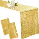 Aormenzy 2 Pack Gold Sequin Table Runner 12" x 72", Glitter Sparkle Sequin Runners for Birthday Party Wedding Banquet & Baby Shower, Party Table Decorations Supplies