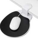 EHO Clamp on Mouse Platform, Clip on Pad Rotating 360 Degree, Ergonomic Mouse Tray Attachment, Mouse Pad, Slide Out Tray, Suitable for 1.5" Thickness Desk, for Home Office Desk Organizer (Platinum) (No Wrist Rest)