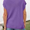 Imily Bela Summer Fall Short Sleeve Sweater for Women 2026 Crew Neck Ribbed Knit Vests Trendy Pullover Tops (Purple, M)