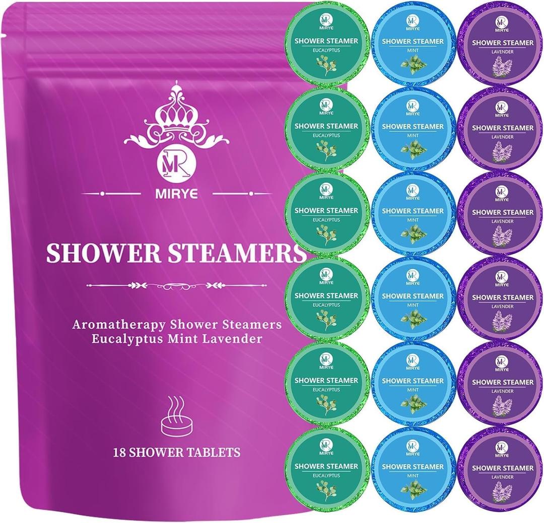 Shower Steamers Aromatherapy Gifts for Women, 18-Pack Organic Eucalyptus Lavender Mint Essential Oil Shower Bombs, Self Care Stress Relief Birthday or Christmas Stocking Stuffers Gifts for Her/Him