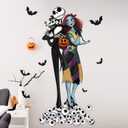 Mfault Halloween Nigh.tmare BEF.ore Christmas Wall Decals Stickers, Skull Bat Spooky Decorations Bedroom Art, Holiday Party Supplies Living Room Home Kitchen Decor