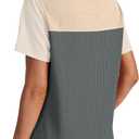 WIHOLL Womens Fashion 2026 Color Block Shirts Short Sleeve Crewneck Knitted Spring Summer Tops Casual Trendy (XL)