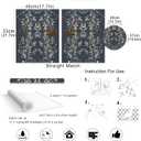 HAOKHOME Floral Wallpaper Peel and Stick Vintage Navy/Beige/Olive Green Damask Wall Paper Renter Friendly Contact Paper 17.7in x 9.8ft