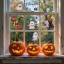 6 Sheet Halloween Window Clings, 11.81x7.87in Glass Window Decoration Stickers with Vintage Ghost Evil Pumpkin Bat for Halloween Party Supplies