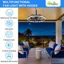 Depuley 20" Outdoor Ceiling Fan with Lights, Walnut and Black Waterproof Gazebo Hanging Fan with Remote App Control, Dimmable Plug in Caged Outdoor Ceiling Fans for patios Porch 6-Speeds