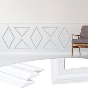 5 Set Peel and Stick Wall Molding Kit, Premade Accent Molding Wainscoting Panel for Interior Wall Moulding Decor, Ready to Assemble Wainscoting Accent Panel, 13.8 x 19.7 Inches