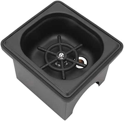 Focket Pitcher Rinser, Stainless Steel Kitchen Sink Glass Rinser with Drain and Drip Tray, Countertop Automatic Cup Washer for Bar, Home, Cafe, Restaurant, Household & Commercial (Black) (Small)