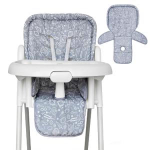Baby High Chair Cover, Machine Washable High Chair Cushion Pad, Waterproof & Soft, Fits 3-5 Point Harness Chairs, High Chair Replacement Cover for Home & Restaurant Use Grey
