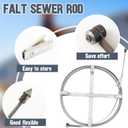 Blulu Flat Sewer Rod 3/4" x 50' Adjustable Grip Handle Plumbing Snake Gray Drain Augers for Dredge Sewers Wells and Various Outdoor Pipes