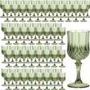 7OZ Plastic Wine Glasses, Reusable Vintage Goblets Unbreakable Drinking Glasses Crystal Water Cups Champagne for Wedding, Parties (100, Light Green)