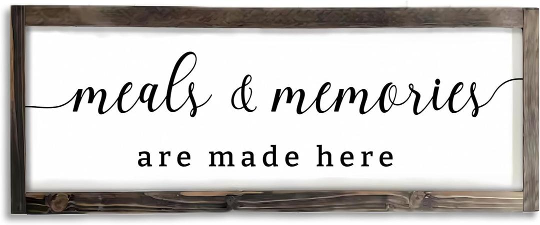 Dazingart Farmhouse Kitchen Wall Decor,Meals and Memories Are Made Here Sign, Rustic Wood Kitchen Signs Dinning Room Wall Decor (Meal)