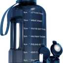 AQUAFIT Half Gallon Water Bottle with Time Marker - Straw & Chug Lid - BPA Free Gym Water Bottle with Straw - Big Gallon Jug (Nebula, 64 oz - 2 Lids)
