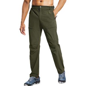 Haimont Men's Lightweight Hiking Cargo Pants with Zip Pockets | Quick-Dry Stretch Ripstop Nylon, Water-Resistant, Articulated Knees, Trail & Travel (Green, S)