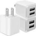 REKNA USB Wall Charger, Dual Port Cube Power Adapter Charger Plug Block Charging Box, Dual Port Wall Fast Charging Adapter, Compatible for i Phone 14 13 12 11，Milky White