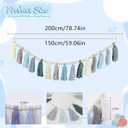 Boho Yarn Tassel Garland - Handmade Wall Hanging Decor for Nursery, Baby Shower, Kids Room, Classroom, Birthday Party | Macrame Tassels Bunting Banner for Bedroom, Office, Home Decoration (Sky Blue)