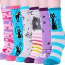 Kids Girls Cotton Socks Soft Novelty Socks Cute Animal Pattern 6 Pairs (9-14 Years)