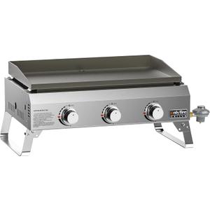 ONLYFIRE GRILLS Tabletop Gas Griddle 3-Burner, Portable Propane Gas Flat Top Griddle 315 SQ.IN Cooking Area, Outdoor Barbecue Stove for Patio BBQ Camping Tailgating RV, Stainless Steel, Classic GS311