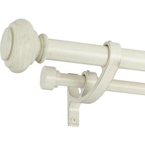 Double Curtain Rods 72 to 144 Inches with Solid Aluminum Alloy Brackets, 1 Inch Adjustable Drapery Rod, Heavy Duty Dual Curtains Rod for Window, Sliding Door, Bedroom Decoration, White Wood Grain