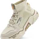 SANNAX Fashion Shoes for Mens High Top Casual Walking Shoes Non Slip Breathable Mesh Lightweight Sneakers (11, Beige)