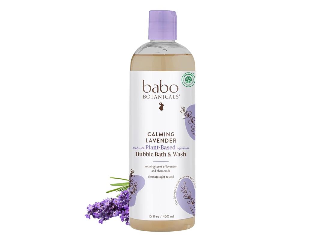 BABO Botanicals Calming Lavender 2-in-1 Bubble Bath & Wash - Relaxing Chamomile & Lavender - EWG Verified- Vegan- for All Ages- Scented with Lavender Essential Oil - 1 or 2-Pack
