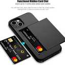 Nvollnoe Compatible with iPhone 15 Plus Case with Card Holder Heavy Duty Protective Dual Layer Shockproof Hidden Card Slot Slim Wallet Phone Cover for Women&Men 6.7 inch(Black)