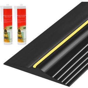 20Ft Universal Garage Door Bottom Threshold Seal Strip with 20oz Glue Gel, Weatherproof Rubber DIY Weather Stripping Replacement - Black