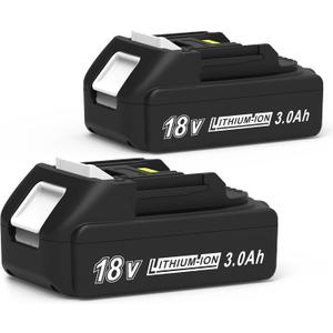 CHAUNVEN 3000mAh 18V Battery Replacement for Makita 18V Battery Compatible with 18 Volt BL1830B BL1840B BL1850B BL1860B BL1815B Battery (2 Packs)