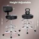 SUPERJARE Drafting Chair with Back, Adjustable Foot Rest Rolling Stool, Multi-Purpose Office Desk Chair, Thick Seat Cushion for Home Bar Kitchen Shop - Black, 23.6"d X 23.6"w X 35.8"h