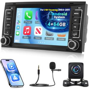 4G+64G 7 inch Screen for VW Touareg Radio 2004-2011 - Android Touch Screen Volkswagen Touareg Car Stereo with Carplay/Android Auto/SWC/Bluetooth 5.0/WiFi/32 EQ Audio