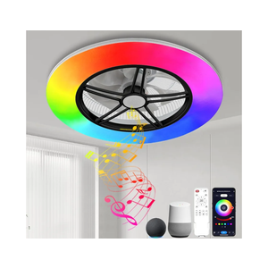 BAYSQUIRREL Alexa WiFi Low Profile Ceiling Fan with Light Flush Mount Enclosed Ceiling Fan 22" LED Dimmable Bladeless Ceiling Fans with Google Assistant/App Control,6 Speed Dimmable LED-RGB Lights BAYSQUIRREL Alexa WiFi Low Profile Ceiling Fan with Light Flush Mount Enclosed Ceiling Fan 22" LED Dimmable Bladeless Ceiling Fans with Google Assistant/App Control,6 Speed Dimmable LED-RGB Lights