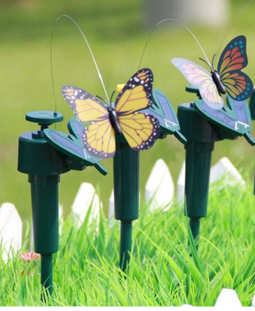 3pcs Solar/Battery Powered Flying Wobble Fluttering Butterfly for Garden Yard Plants Flowers Patio Landscape Outside Ornament Decor Color Random