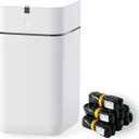 Automatic Trash Can, 4 Gallon Self Sealing and Self-Changing Smart Trash Can, Motion Sensor, Touchless Garbage can with lid for Kitchen Bathroom Bedroom, 6 Refill Rings(A1, Black Line)