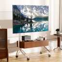 Solid Wood Mobile TV Cart Rolling TV Stand with Wheels for 42-75 Inch LCD LED Flat Curved Screens up to 180 Lbs, Heavy Duty Portable Floor Stainless Steel Mobile TV Stand (Walnut, 42-75inch)