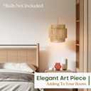 11.8" Boho Jute Plug in Pendant Light, Handwoven Natural Hanging Lamp Plug in with Dimmable Light Switch, Wicker Hanging Light Fixture for Bedroom Living Room Kitchen (No Bulb Included)