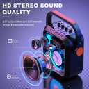 JYX Karaoke Machine with 2 Wireless Microphones, 5200mAh Portable Speaker Set Bluetooth 5.0 Rechargeable PA System with TWS,FM, REC,Stage Subwoofer Supports BT/USB/TF Card/Aux for Party