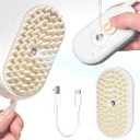 3-in-1 Rechargeable Steam Brush for Cats & Dogs - Anti-Static Spray Pet Grooming Brush with Warm Mist Massage, Hair Shedding Control, Detangling Comb & Cleaning Tool for Effective Deshedding (white)