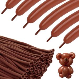 260 Balloons - Coffee Brown Long Balloons for Tying Balloon Arch, 100Pcs Twisting Balloon for Animal Modeling & Birthday Party Decorations