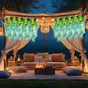 12 Pack Teal Wisteria Hanging Flowers Garland with Lights, 3.77 Feet Artificial Flower Vines, Fake Wisteria, Artificial Vines Hanging Garland for Backdrop Outdoor Patio Garden Decor