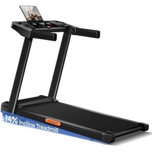 3-in-1 Treadmill with 14% Incline, Portable Treadmills for Home with Handle, Foldable Treadmills with 300 Lbs Weight Capacity, 3.0HP Quiet Walking Pad Treadmill, Three Touch Screen
