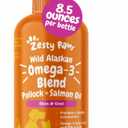 Zesty Paws Wild Alaskan Omega-3 Blend Pollock + Salmon Oil for Dogs and Cats- Skin and Coat Support, Omega 3 Supplement for Pets, 8.5oz