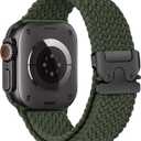 Braided Solo Loop for Apple Watch Ultra 3/2 Bands 49mm 46mm 45mm 44mm 42mm Men/Women,Parachute Buckle Stretchy Elastic Nylon Sport Strap Wristband for iWatch Bands Series 11 10 9 8 7 6 5 4 3 SE3/2 (07-Army green)