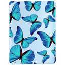 MAYCARI Slim Blue Waterproof Laptop Sleeve Bag 15 Inch-15.4 Inch, Light Weight Fuax Leather Protective Laptop Sleeve Case, Cute Blue Butterfly Print 15 Inch-15.4 Inch Case for Girls Women Boys