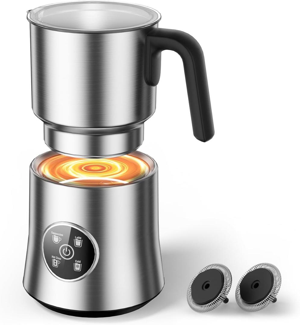 Milk Frother and Steamer, Large Capacity Detachable Electric Milk Frother, Automatic Warm and Cold Foam Maker, Hot Chocolate Maker, BPA Free